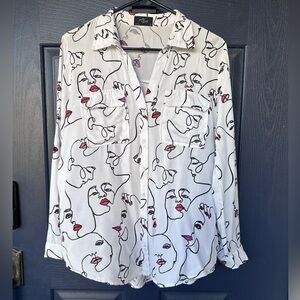 Milk & Honey Wearable Art Button Up Collared Shirt Sz L